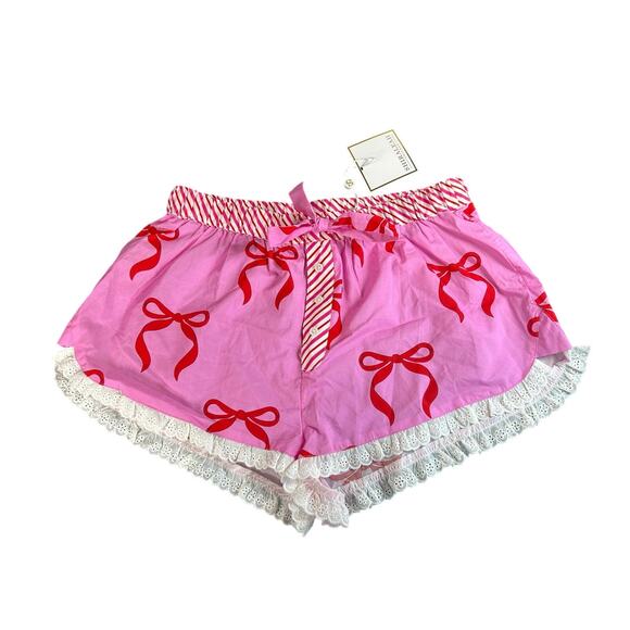 Shiraleah Pants - NWT- Boxer Short- Twee- hot Pink- white lace trim- Sz Small- Shiraleah - Cotton